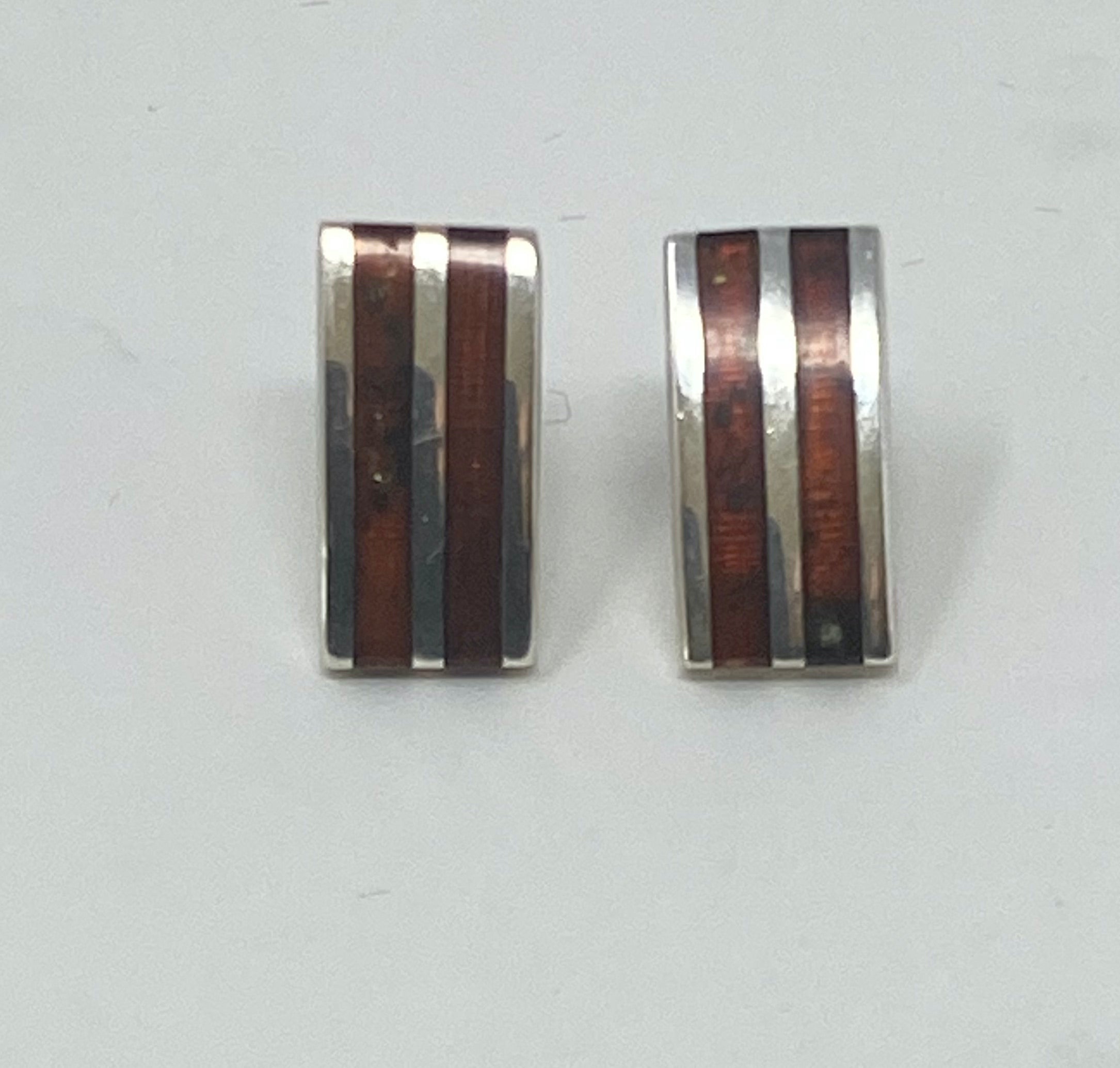 Silver and Amber Stud Earrings