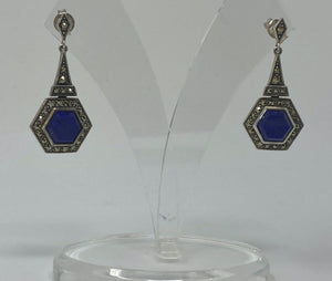 Silver, Lapis Lazuli and Marcasite Earrings