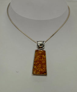 Silver and Amber Necklace - Art Deco Style