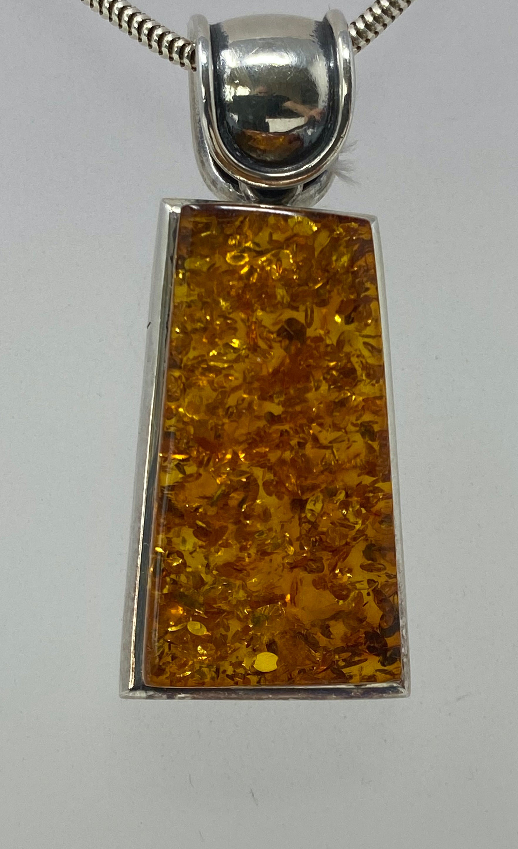 Silver and Amber Necklace - Art Deco Style