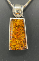 Load image into Gallery viewer, Silver and Amber Necklace - Art Deco Style
