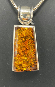 Silver and Amber Necklace - Art Deco Style