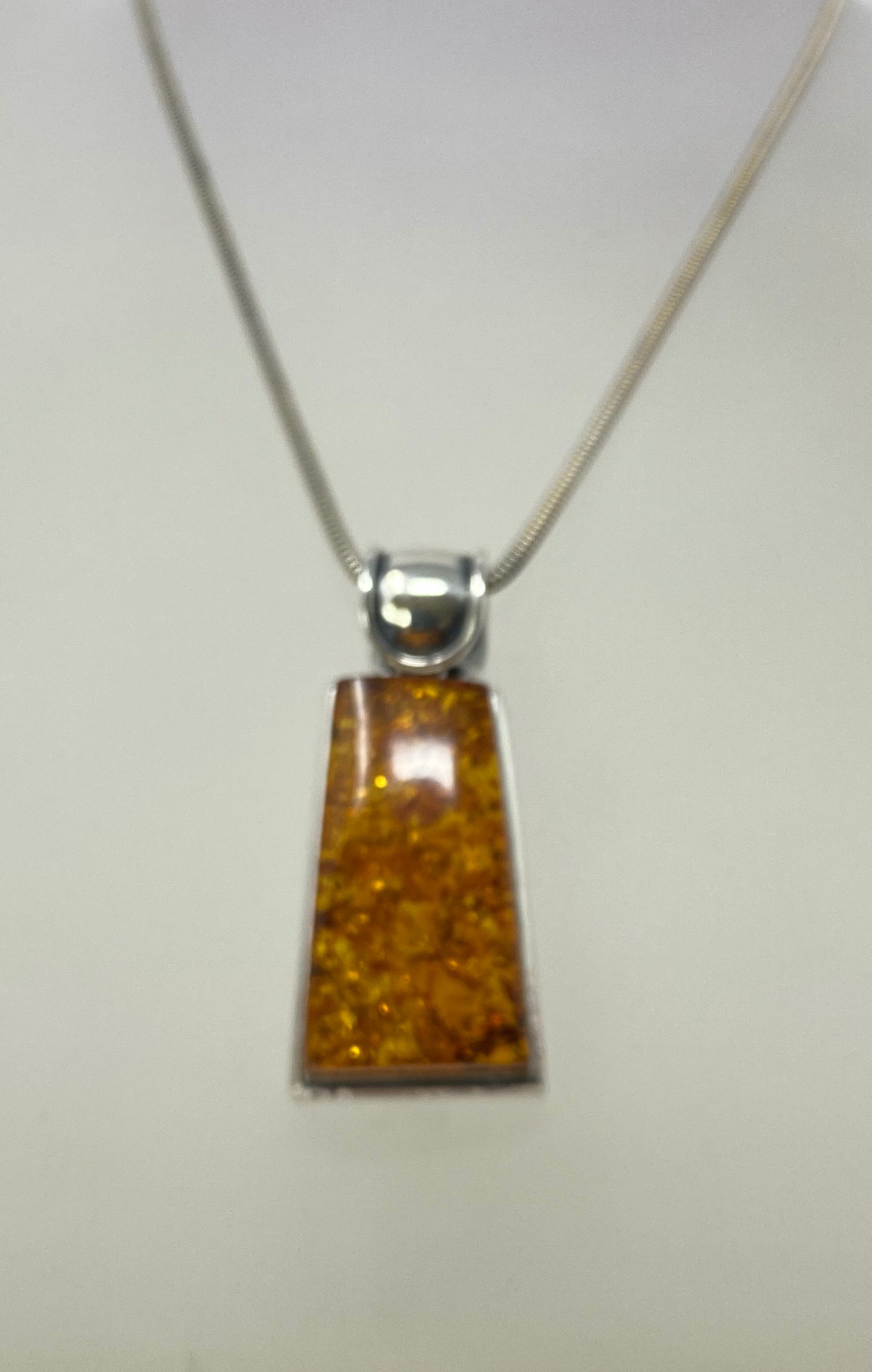 Silver and Amber Necklace - Art Deco Style