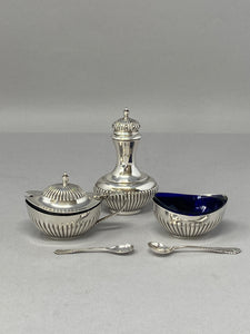 Solid Silver Three Piece Condiment Set with Spoons