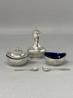 Load image into Gallery viewer, Solid Silver Three Piece Condiment Set with Spoons
