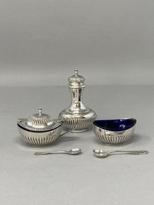 Solid Silver Three Piece Condiment Set with Spoons