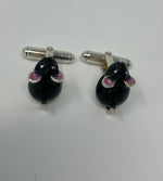 Load image into Gallery viewer, Silver and Enamel Mice Cufflinks
