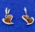 Load image into Gallery viewer, Silver and Amber Heart Earrings
