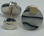 Load image into Gallery viewer, Silver and Grey Pearlescent Cufflinks
