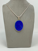 Load image into Gallery viewer, Silver and Large Lapis Pendant on Snake Chain
