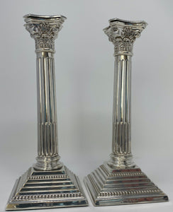 Silver Corinthian Column Candlesticks