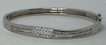 Load image into Gallery viewer, Silver Bangle with double row CZ stones
