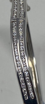 Load image into Gallery viewer, Silver Bangle with double row CZ stones
