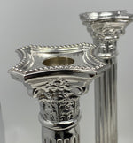 Load image into Gallery viewer, Set of 4 Silver Plated Corinthian Column Candlesticks

