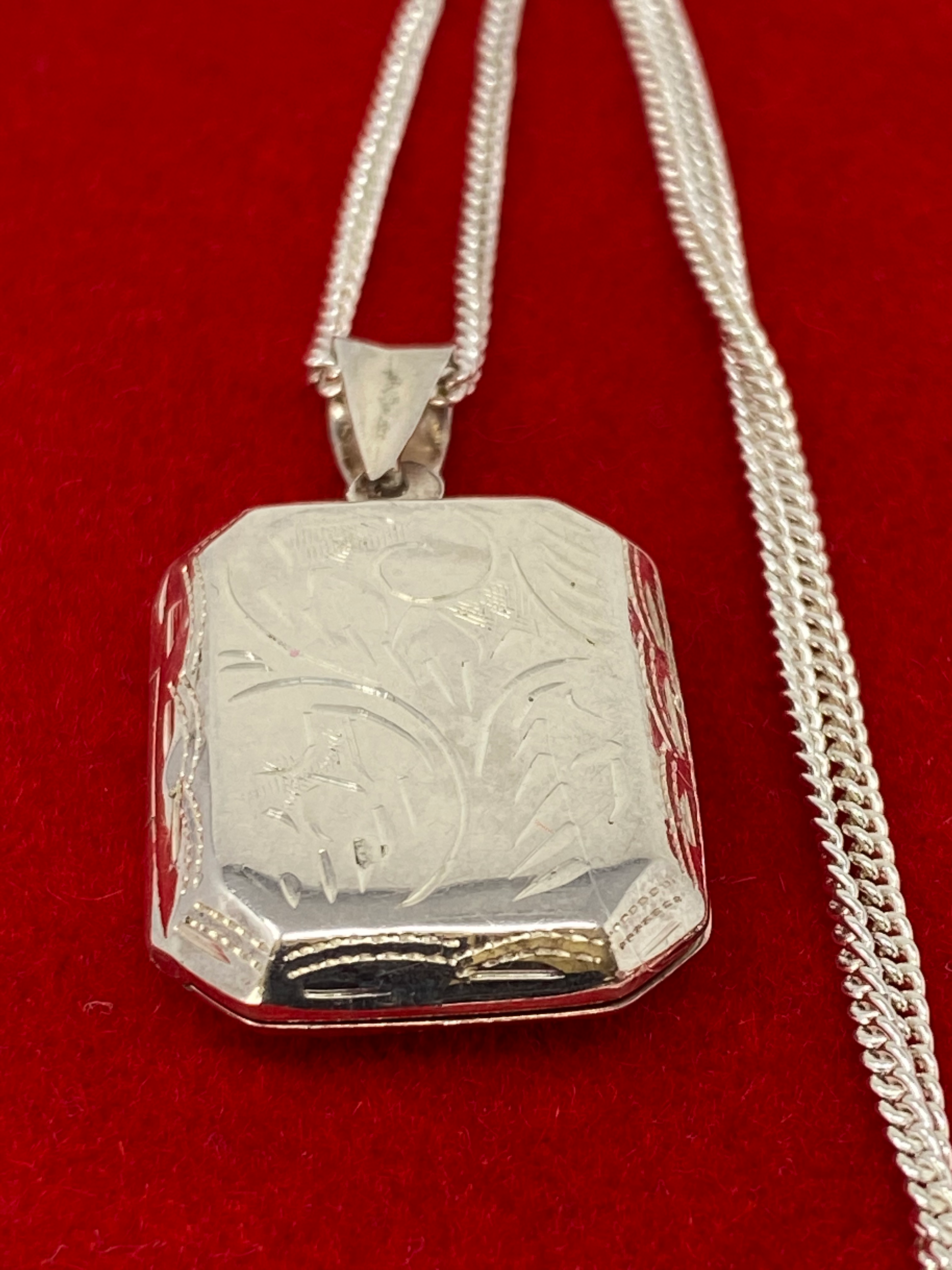 Silver Locket on Curb Chain