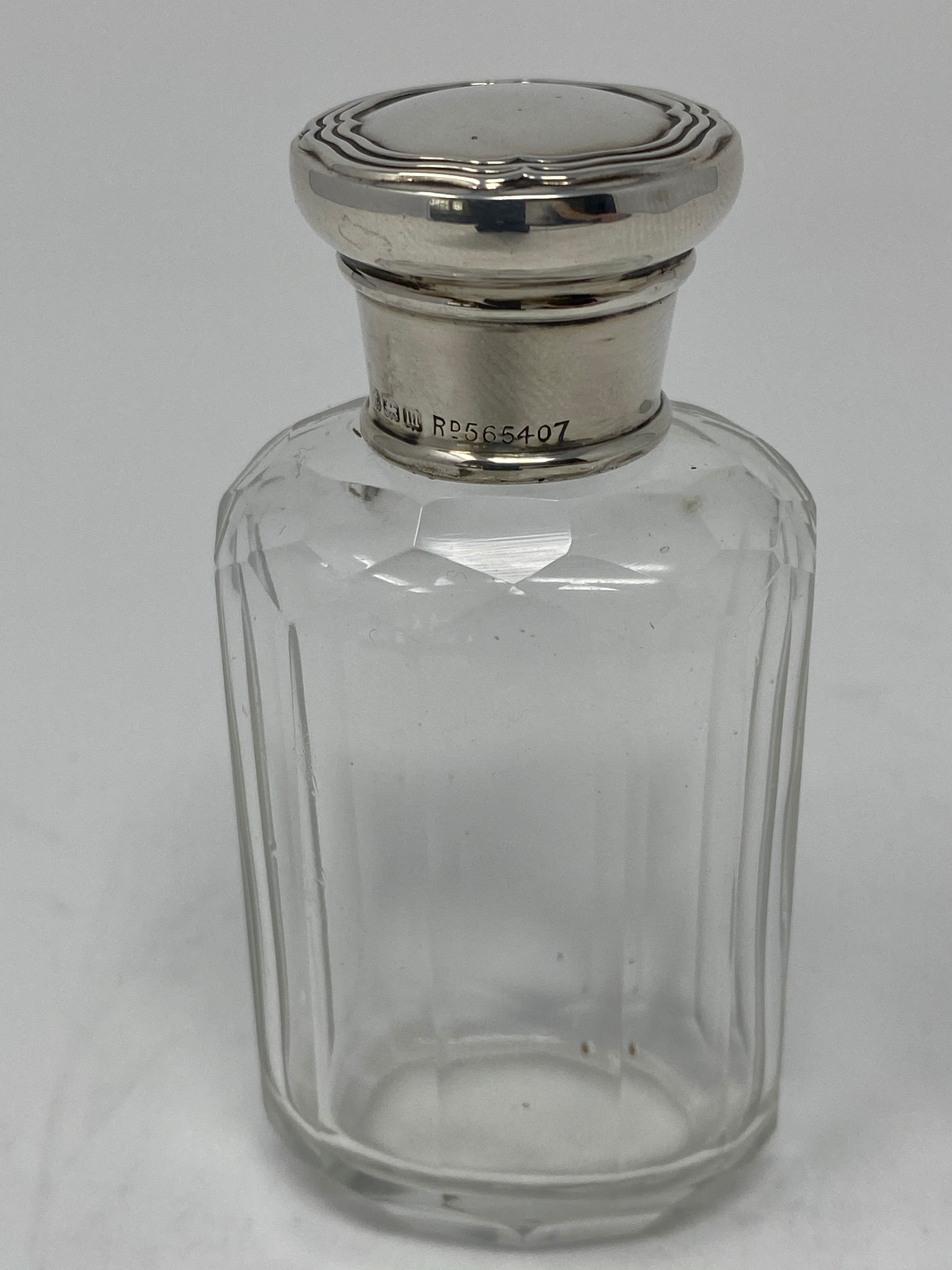 Antique Silver Dresser Bottle with Corked Lid